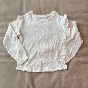 Cat & Jack Kid’s M (8) White Long Sleeve Top w/ Shoulder Ruffle Detail